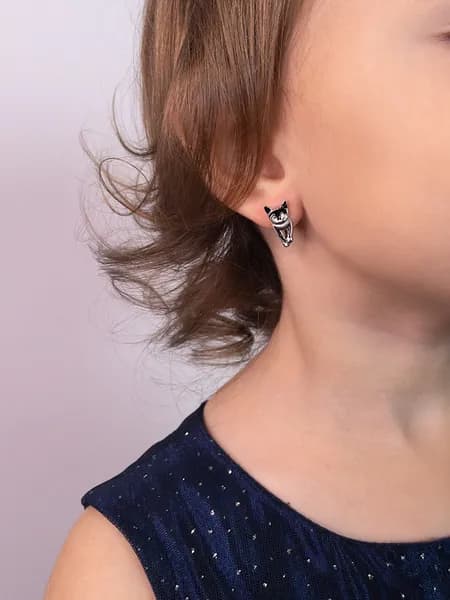 Серьги детские серебро 925 Кошки