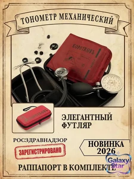 Тонометр механический в футляре ИАД-01-2А- КОРОТКОВЪ, комплектация 1fK (обхват манжеты 24-42см)