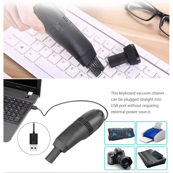 Мини-пылесос USB для клавиатуры с щёткой и резиновым наконечником