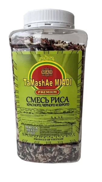 Рис нешлифованный, смесь красного, черного и бурого, TaMashAe MIADI Premium, 1 кг