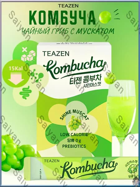 Комбуча чайный гриб с Мускатом TEAZEN, 10шт