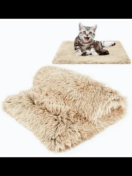 Мягкий плюшевый плед травка PET'S DREAM для кошек и Бежевый