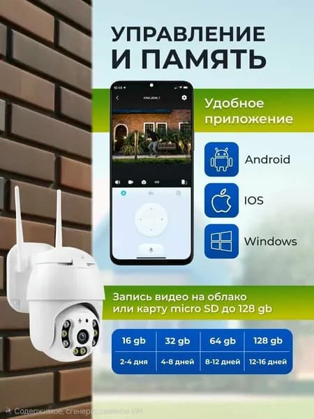 Камера видеонаблюдения Wi-Fi, для дома и улицы, поворотные, датчик движения, облачное и SD-карта хранение.
