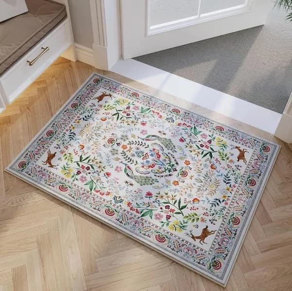 Коврик придверный Павлиний цветочный узор 50x80 см