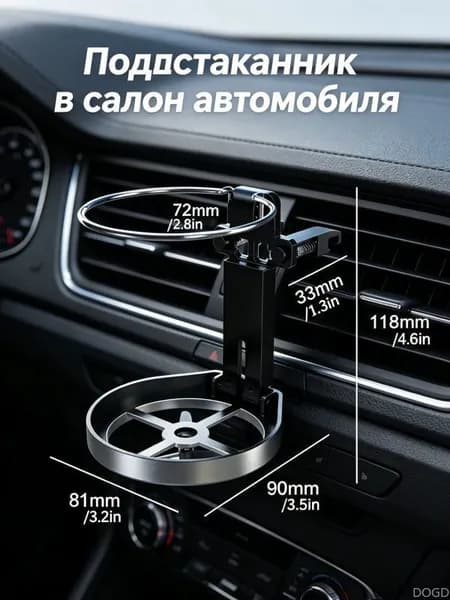 Многофункциональный автомобильный подстаканник (для центральной консоли + крепление на дефлектор, с пепельницей) - для напитков и органайзера в машине, 1 шт.