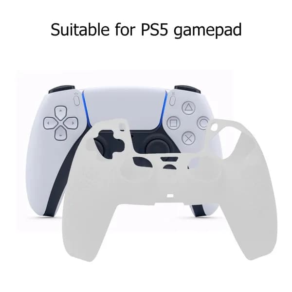Силиконовый чехол для геймпада PlayStation 5 белого цвета с антискользящей поверхностью