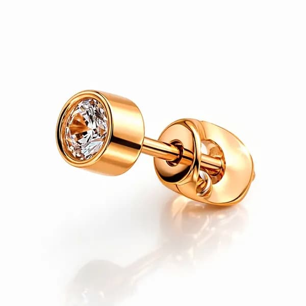 Моносерьга женская с фианитом из красного золота 585 пробы 585GOLD