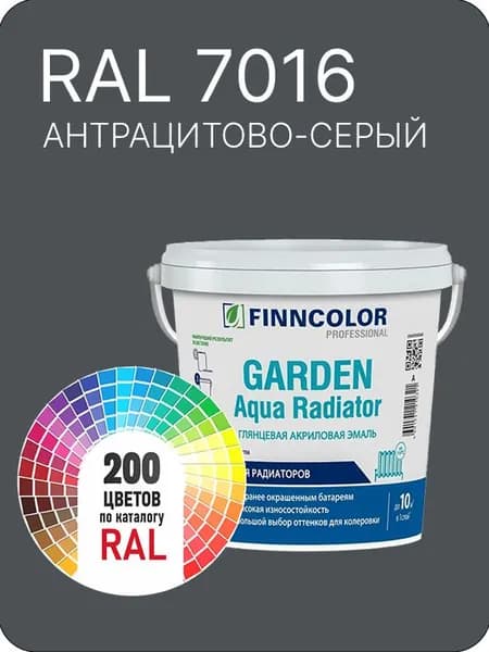Краска для радиаторов отопления FinnColor антрацитово серый Ral 7016 0.9 л.