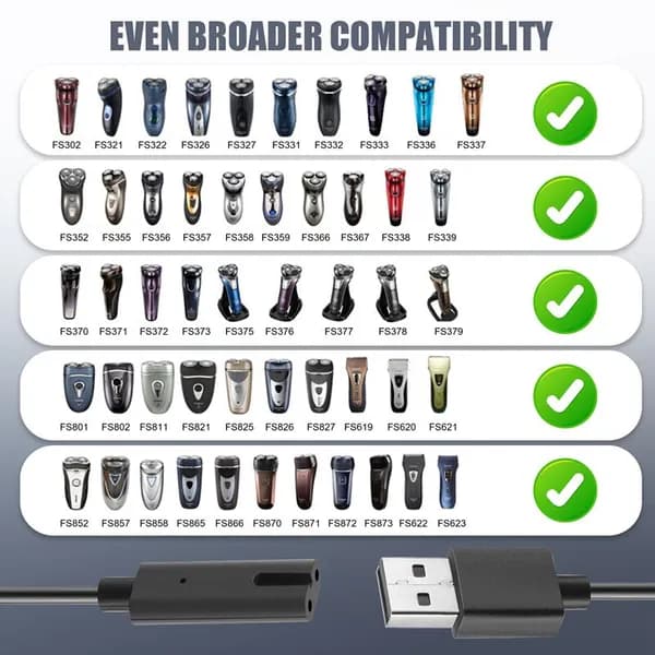 (T S B I) Подходит совместим с FS371 372373871339375376 Адаптер питания бритвы USB-кабель Зарядный кабель Шнур