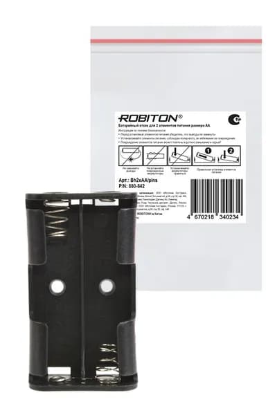 Батарейный отсек ROBITON Bh2xAA/pins с выводами для пайки