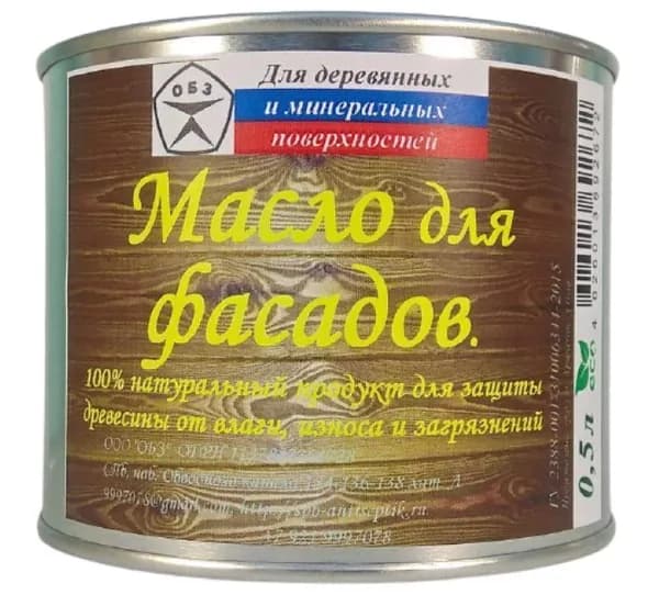ОБЗ Масло для дерева, Масляная, Шелковисто-матовое покрытие, 0,5 л, белый