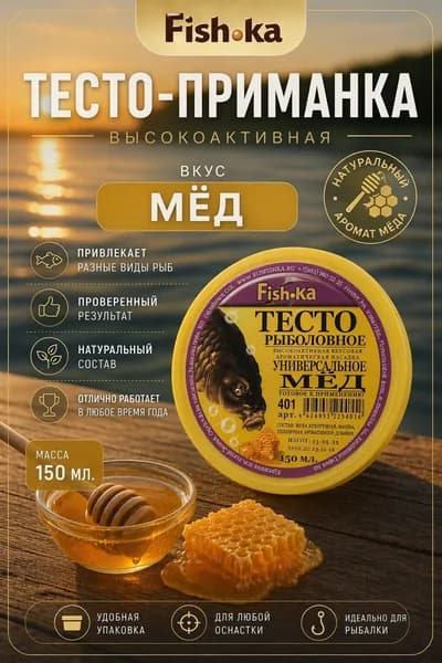 Насадка рыболовная / Наживка для рыбалки на крючок ( Тесто готовое в банке ) Мед