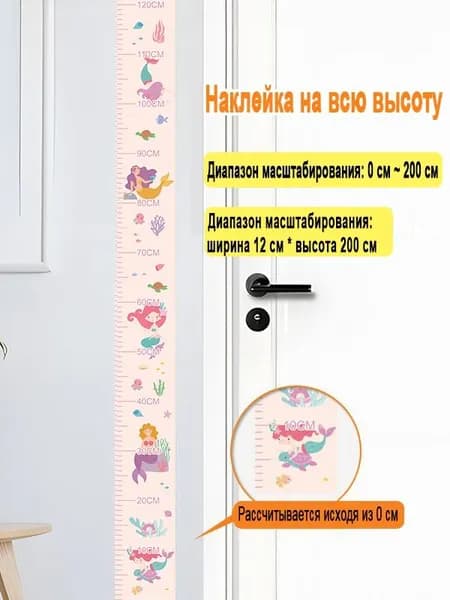 Ростомер детский на стену наклейка с животными до 2 метров