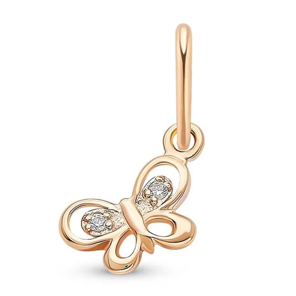 Подвеска на шею Бабочка с фианитами из красного золота 375 пробы 585GOLD