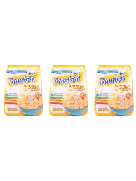 Витьба Сухой завтрак Хлопья золотистые, кукурузные, 330 г, 3 шт