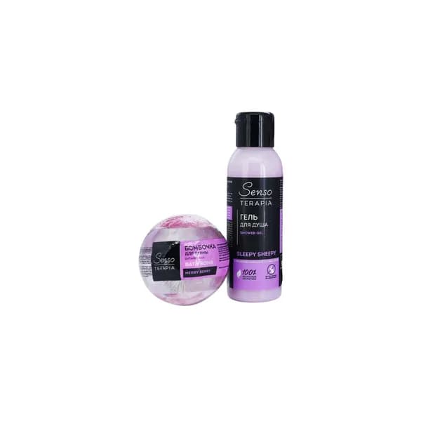 Senso Terapia Набор Purple pleasure: Гель для душа Sleepy sheepy 90мл + Черничная витаминная бомбочка для ванны 110 г