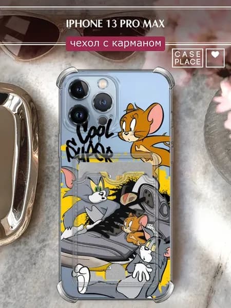 Чехол на iPhone 13 Pro Max с картхолдером граффити