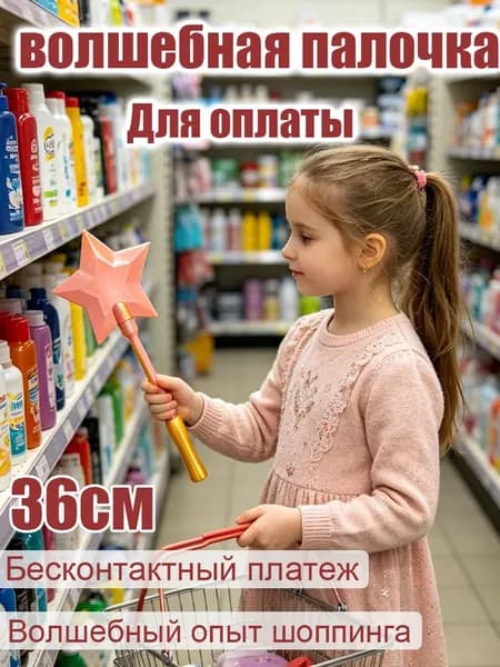 волшебная палочка для бесконтактной оплаты со звёздочкой и скрытым слотом