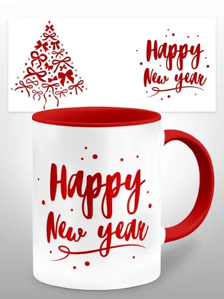 Кружка новогодняя подарочная Happy New Year, 330 мл, 1 шт.