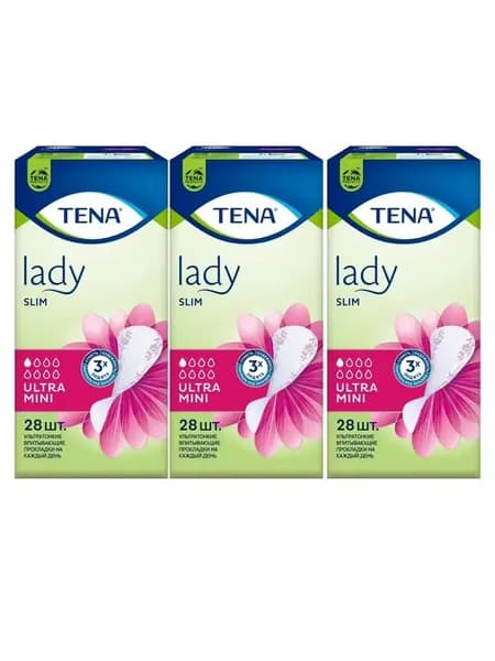 Прокладки женские Tena Lady Ultra Mini, урологические, 28 шт, 3 пачки