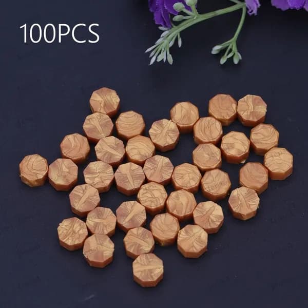 Восковые штампы для сургучных печатей, 100 шт., золотые, восьмиугольные