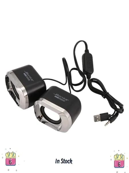 Usb 2.0 компьютерные колонки, проводные стерео "мини" для ноутбука/компьютера, AUX 3,5 мм/питание от Usb, черные.