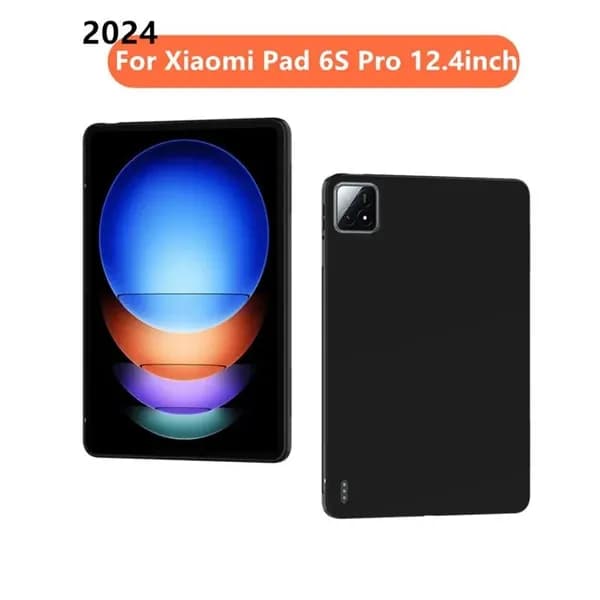 Для Xiaomi Pad 6S Pro 12.4 дюймовый 2024 чехол мягкой черной задней крышки силикона планшетных крышек