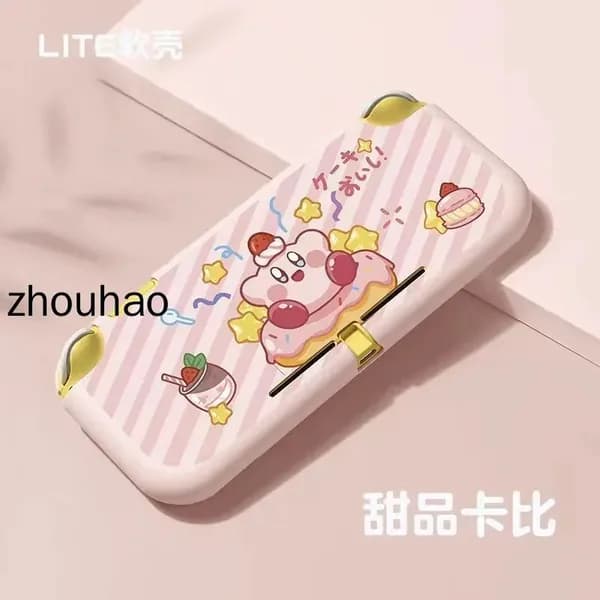 Защитный чехол полуобъемный для Nintendo Switch Lite: тематический дизайн с Кирби (Кабби) из Kirby: Star Allies