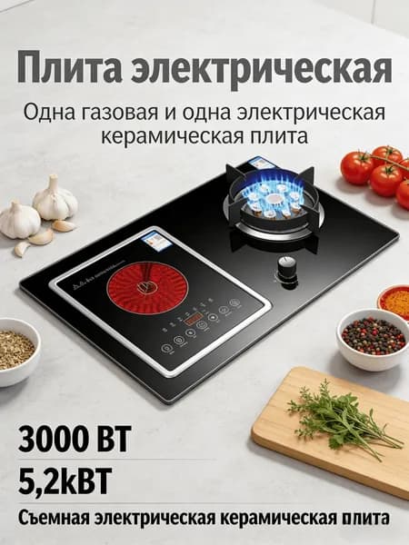 Комбинированная Варочная панель, шоколадный