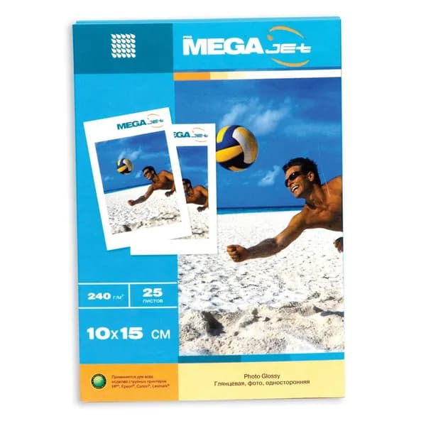 ProMega/ Фотобумага для цветной струйной печати jet 10х 15, 240 г, глянцевая, 25 листов