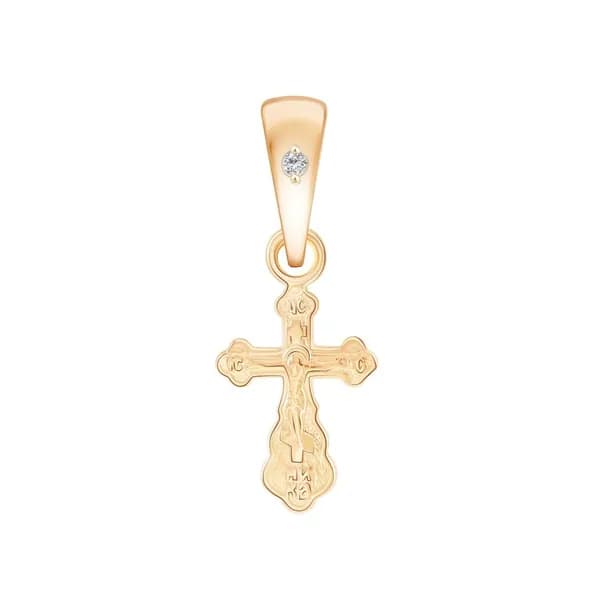 Крестик с фианитом из красного золота 375 пробы 585GOLD