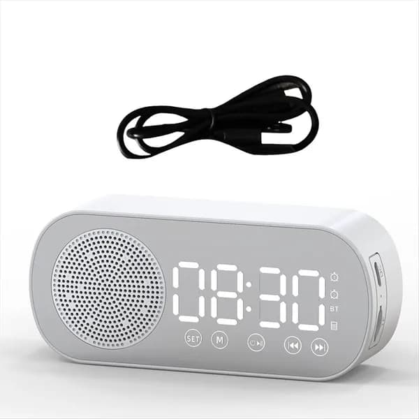 R0(O Y V F) Беспроводной Bluetooth-Динамик, Часы, Радио, Двойной Будильник Для Дома, Белый Цвет