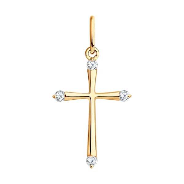 Золотая подвеска DIAMANT-ONLINE с фианитом 585 пробы