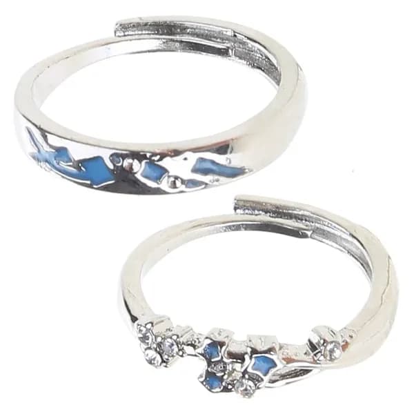 2 парных кольца Падающая звезда, регулируемые модные украшения, Silver