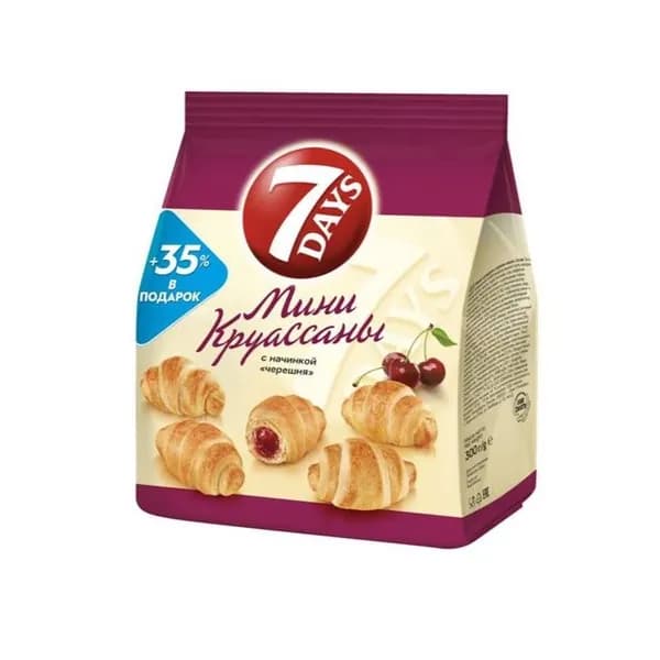 7DAYS мини-круассаны Черешня, 265 г/