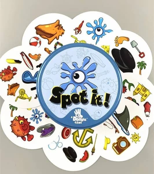 Spot it! настольная игра в металлической коробке, тема: Капля большие глаза, 55 карт, для детей и взрослых