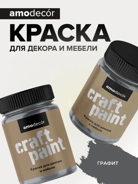 Краска для мебели и декора меловая AMOdecor ГРАФИТ (0,75 кг) матовая, акриловая, без запаха, для дерева, дверей