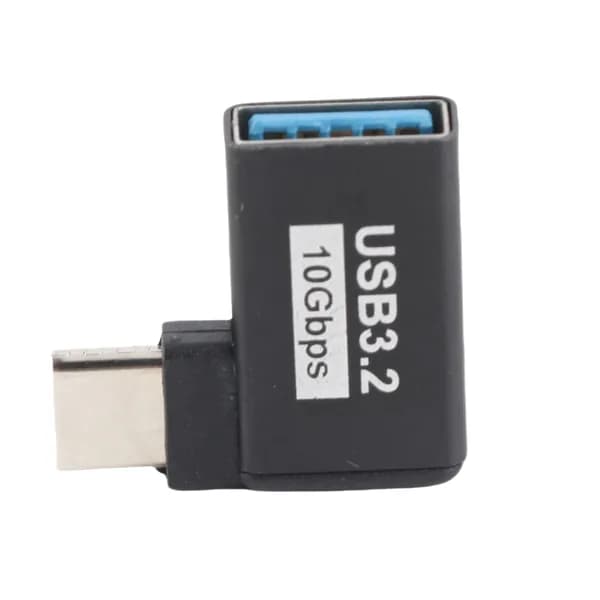 Адаптер USB 3.2 female USB-C male OTG, 90 , алюминий, быстрая зарядка 5V 3A, передача данных
