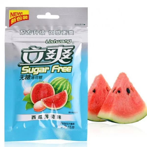 Lishuang Sugar Free, Конфеты освежающие, БЕЗ САХАРА, Арбуз, 6 пачек по 15гр, Китай