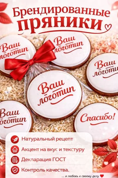 Пряники с логотипом компании. Брендированные подарки