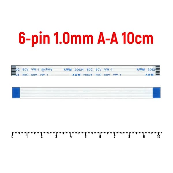 Шлейф тачпада для ноутбука Acer Aspire 4741G FFC 6-pin Шаг 1.0mm Длина 10cm Прямой A-A AWM 20624 80C 60V VW-1