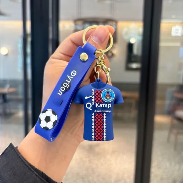 Брелок для ключей в виде футболки с эмблемой PSG, силиконовый, с подвеской Football и карабином