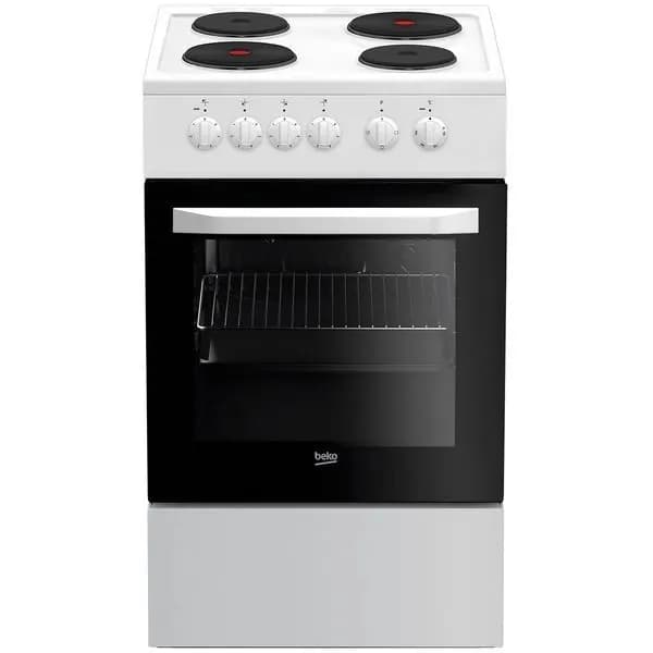 Электрическая плита (50-55 см) Beko FFSS56000W, 50 см, 4 конфорки, 60 л, эмалированный металл, белый