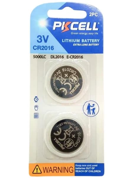 Батарейка литиевая CR 2016 3V PKCELL 2 штуки блистер