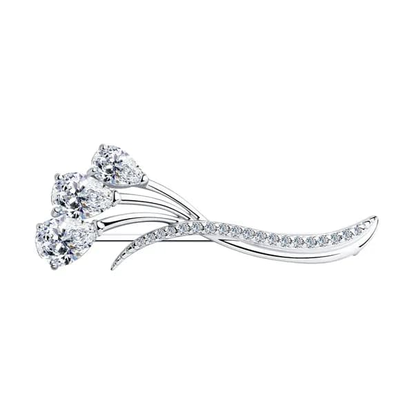 Серебряная брошь DIAMANT-ONLINE с фианитом 925 пробы