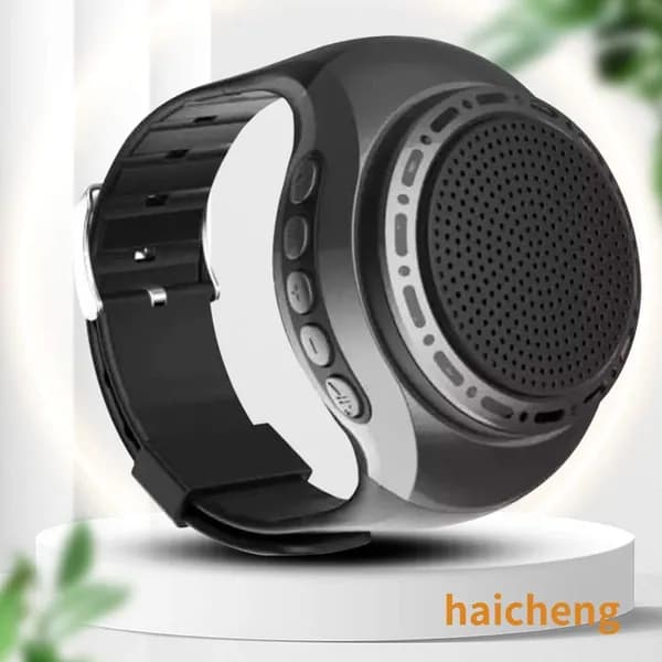 Bluetooth колонка на запястье для велосипеда с подсветкой и пультом съёмки черная