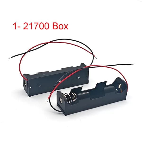 Корпус для аккумуляторов 21700, 3.7В, пластиковый бокс для хранения 1/2/3/4 ячеек с черными и красными проводами (1)