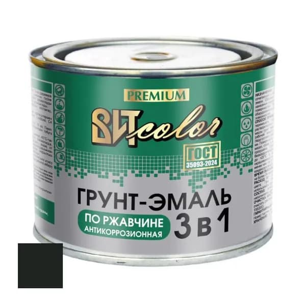 Грунт-эмаль по ржавчине 3в1 ВИТcolor черная 0,4 кг