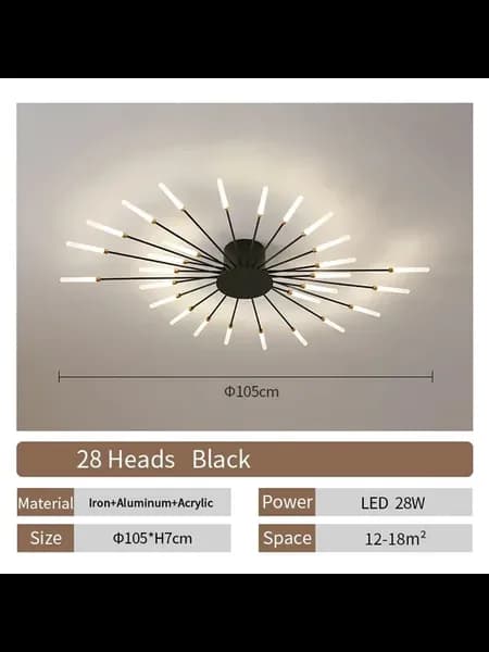 Потолочный светильник 28 heads черный, LED, диммируемый