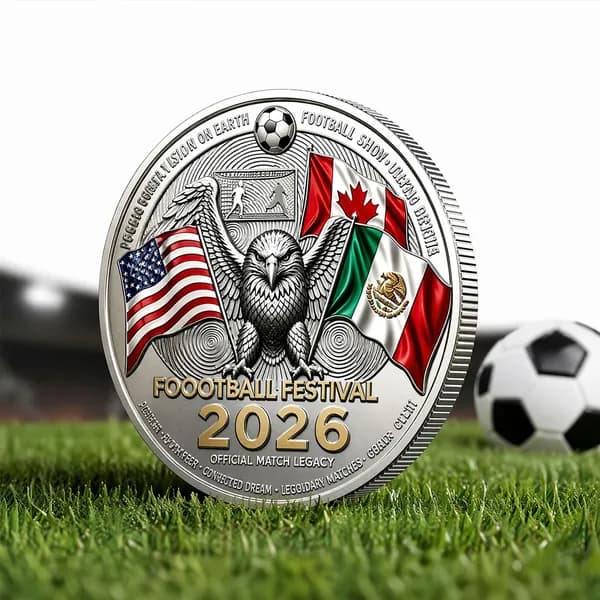 Памятная монета к чемпионату мира по футболу 2026 года, серебряная с цветной эмалью